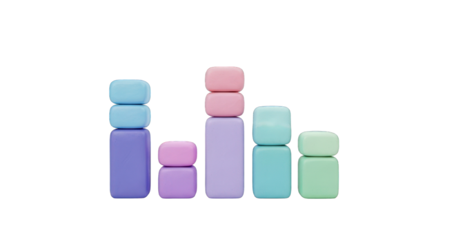 Pastel-Colored Stacked Cubes Abstract 3D Render. - Powered by Adobe