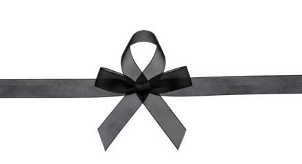 Black ribbon bow isolated on transparent background