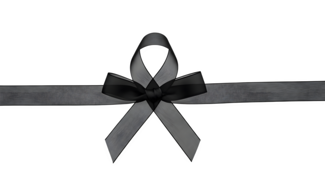 Black ribbon bow isolated on transparent background - Powered by Adobe