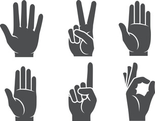 Hand Gesture Silhouette Icons – Finger Counting & Symbol Vector Pack
