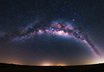 Majestic milky way arching over dark landscape, a celestial spectacle
