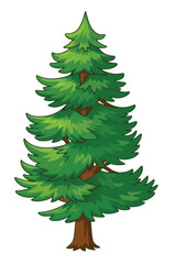 Fototapeta premium Green fir tree cartoon illustration