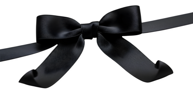 Elegant black ribbon bow isolated on transparent background - Powered by Adobe