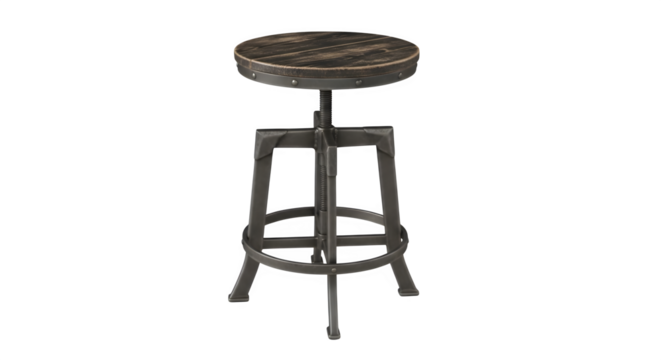 Industrial adjustable stool isolated on transparent background