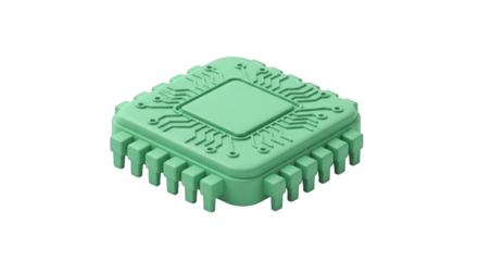 3D Rendered Light Green Circuit Board Chip.
