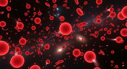 Microscopic view of red blood cells in human body.