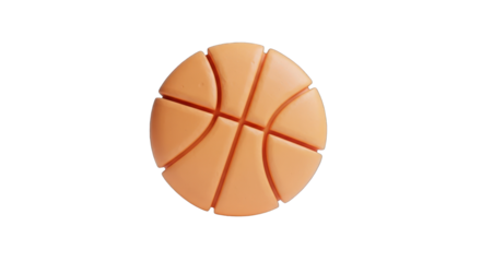 Stylized Orange Basketball with Deep Grooves on White Background.