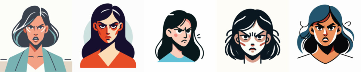 Angry faces in vector