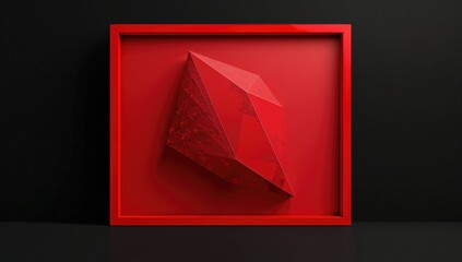 Abstract background with red frame and polygon shapes, suitable for text overlay and layout design
