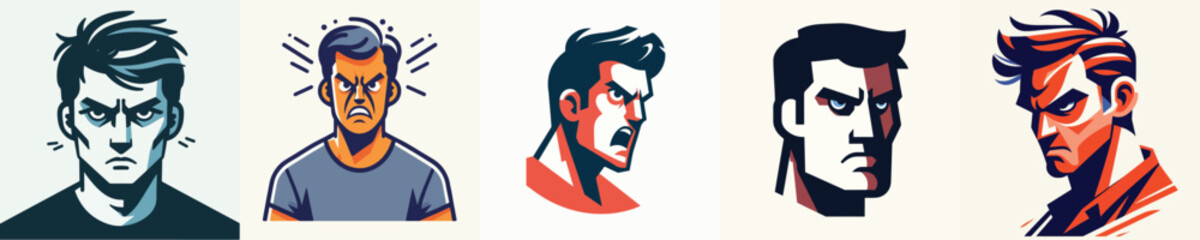 Frowning  and angry face in vector