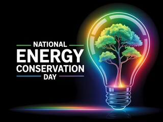 National energy conservation day a vibrant lightbulb illuminates a growing tree symbolizing sustainability