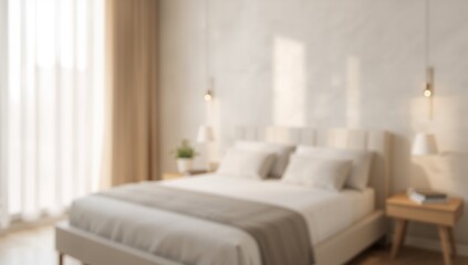 Abstract blur and defocused modern bedroom interior for a UI backdrop