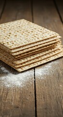 Stack of Crispbread on Wooden Surface - A Rustic Food Photography.
