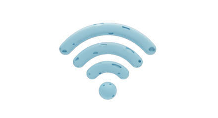 3D Render of a Textured Light Blue Wifi Symbol.