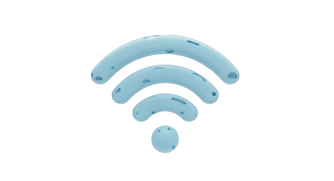 3D Render of a Textured Light Blue Wifi Symbol.