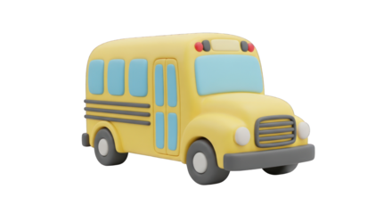 Cute 3D Render of a Yellow School Bus.