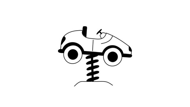 Bouncy Car, baby car hand draw animated icon design in modern style