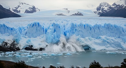Spectacular Glacier Perito Moreno Ice Calving in Argentinian Patagonia.