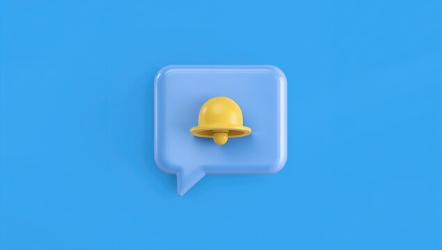 3D speech bubble icons with bell notifications, visualizing online communication dynamics