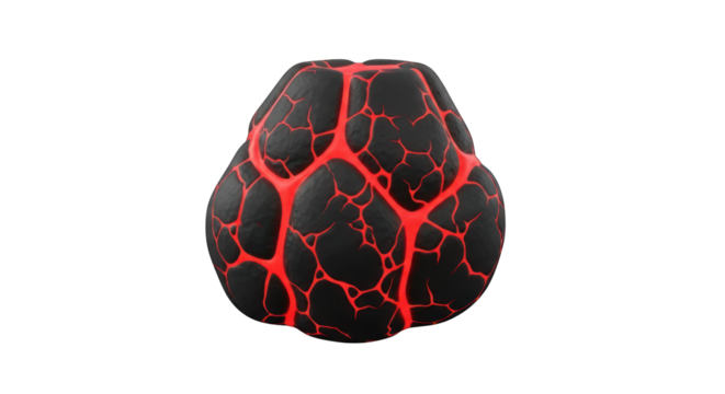 Molten Lava Rock Orb with Red Hot Interior.