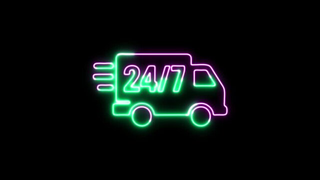 24/7 Delivery service Neon Animation loopable