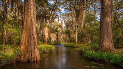Honey Island Swamp features a scenic Bayou landscape, reflecting seasonal change