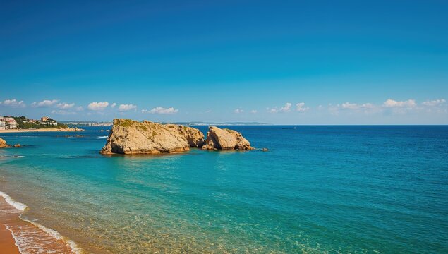 Group of rocks revealing themselves in shallow water, summer landscape, erosion risk