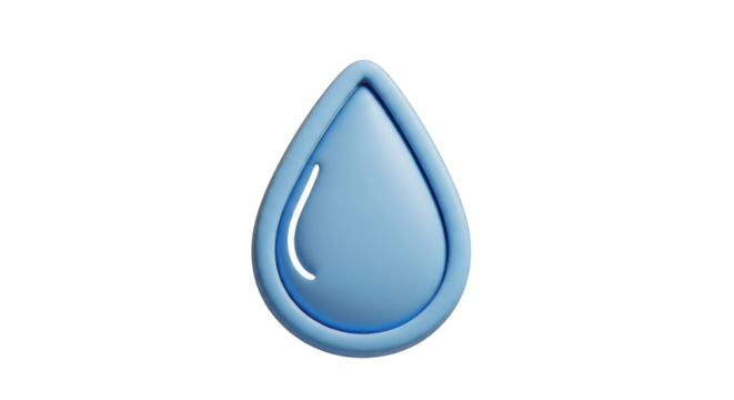 3D Rendered Blue Water Drop Icon Isolated.