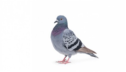 Obraz premium Lone pigeon on a plain white background