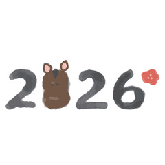 2026 zodiac horse cute decorative text watercolor