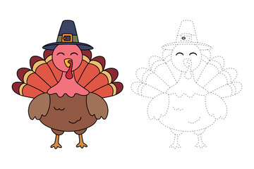 Turkey Thanksgiving Coloring Pages Thanksgiving Worksheet For Kids Vector