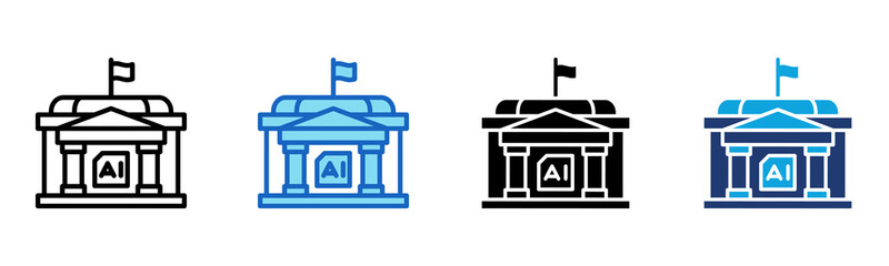 Ai Parliament Icon Multi Style Vector Illustration