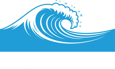 Obraz premium Blue Ocean Wave Graphic: Surfing, Water, Sea, Curl, and Nature Vector Illustration.