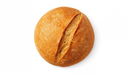 Loaf of bread on a plain white background, suitable for culinary presentations