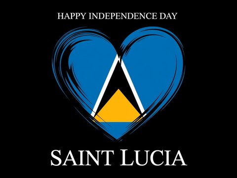 Happy independence day saint lucia heart flag design celebrating national pride and unity - Powered by Adobe