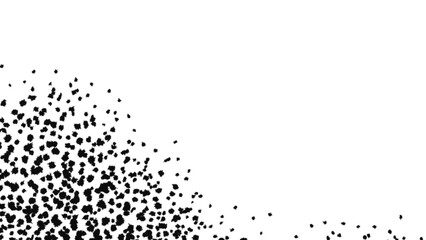 Dense cluster of black dots on a transparent background isolated on transparent background, forming an organic, textured pattern isolated on transparent background