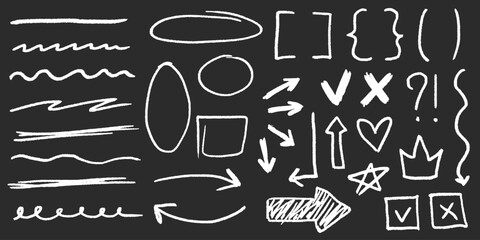 Chalk scribbles with charcoal grain, punk crowns, edgy scrawls, messy strokes, abstract shapes and textured doodles.