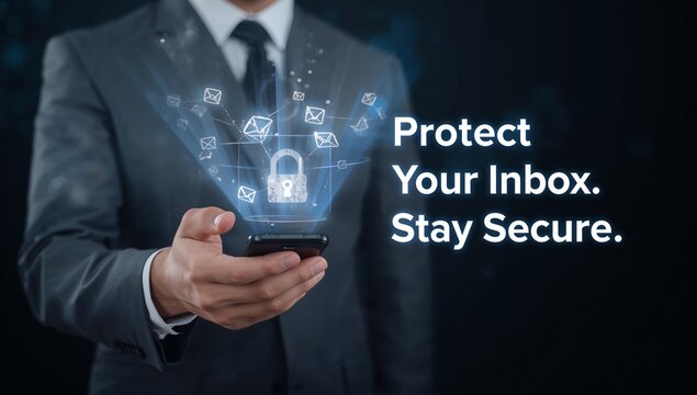 Cybersecurity & Email Protection Concept with Smartphone Interface - Powered by Adobe