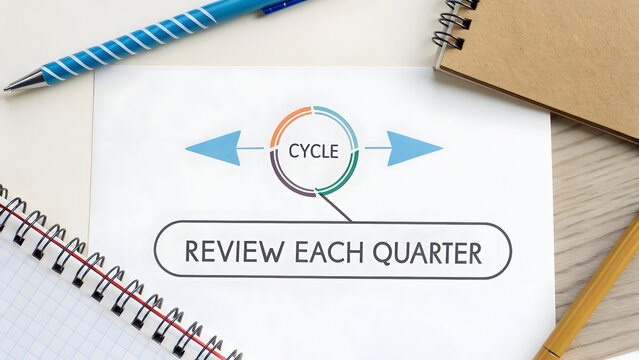 Diagram of a cycle with arrows and review instructions