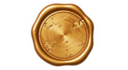Golden wax seal with radial texture, elegant empty stamp emblem