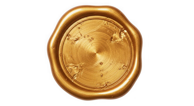 Golden wax seal with radial texture, elegant empty stamp emblem