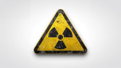 Grunge Triangle Radiation Warning Symbol, Isolated on White Background, Cautionary Sign for Radioactive Materials