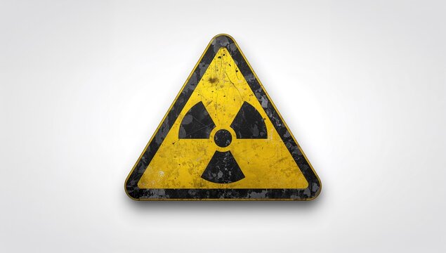 Grunge Triangle Radiation Warning Symbol, Isolated on White Background, Cautionary Sign for Radioactive Materials