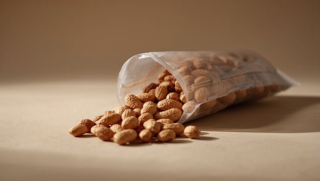 Raw peanuts displayed in a bag, beneficial protein-rich snack