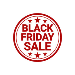 Red Black Friday Sale Stamp Icon – Grunge Rubber Imprint with Stars