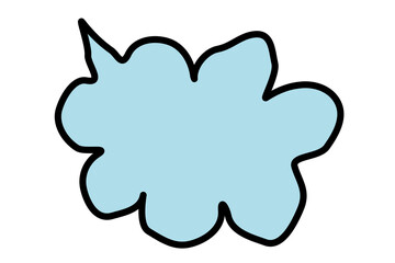 Hand drawn light blue abstract cloud speech bubble