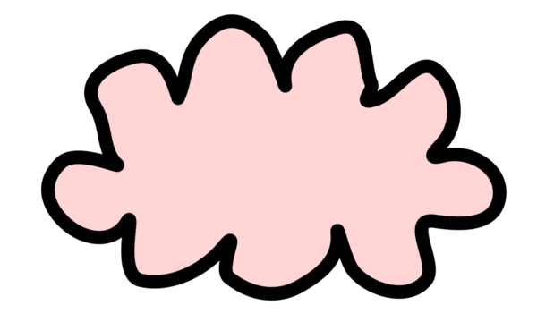 Pink abstract cloud shape with black outline for sticker, scrapbook design, speech bubble, and cute decorative element