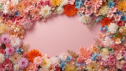 Joyful New Year Theme Featuring Artificial Floral Arrangement on a Pink Background