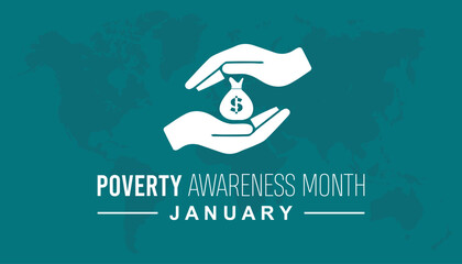 Vector illustration on the theme of Poverty Awareness Month observed each year during January. banner, Holiday, poster, card and background design.