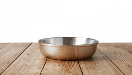 Empty skillet resting on a wooden surface, ready for culinary use